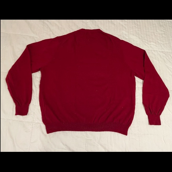 Garret Scott Sweater Men XXL Red V-Neck Knit Pullover Extra Fine Merino Wool EUC - Picture 7 of 7